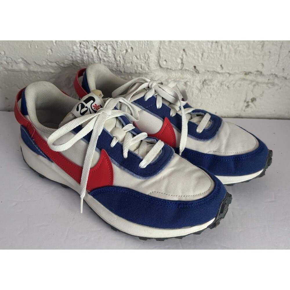 Nike Waffle Debut Swoosh Mens Sz 8 White Old Royal Habanero Red Athletic Shoe